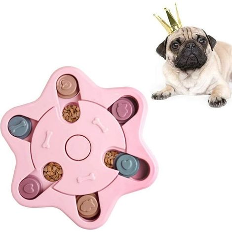 Distributeur de croquettes ludique pour chiens, stimulant l'intelligence et l'enrichissement mental - Rose (1/5)