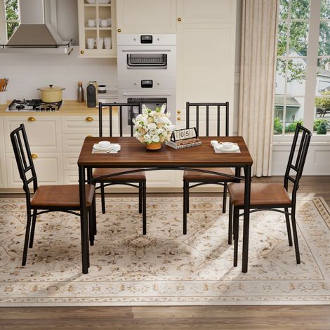 Esstisch-Set mit 4 Stühlen platzsparend Walnuss OKMYHOME (1/5)