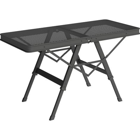 Table de camping réglable en hauteur, table pliante avec grille métallique, pliable, en aluminium (1/5)