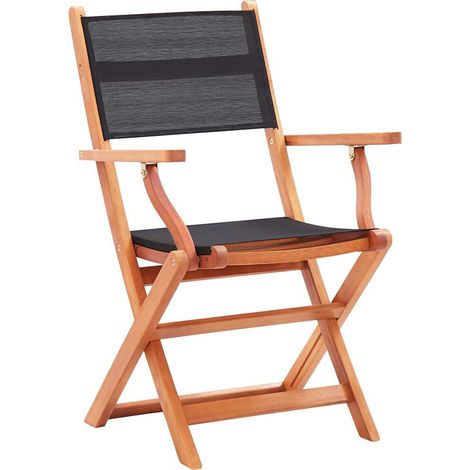 Maison Exclusive - Klappstühle, 4 Stück, schwarz, massives Eukaly (1/5)