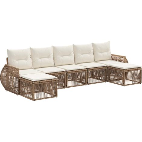 Gartensofa-set 7 pcs Beige und Cremeweiß Poly-Rattan vidaXL