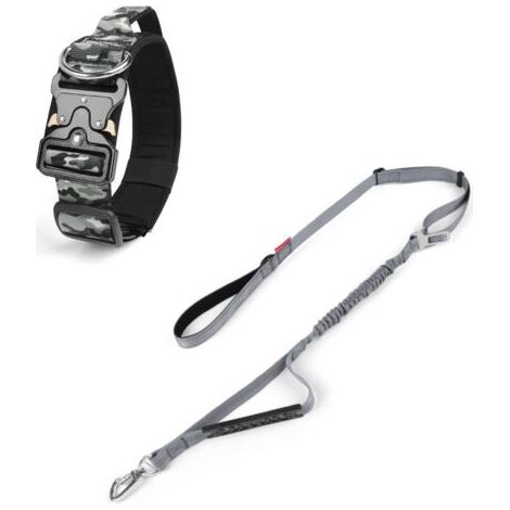 Collier tactique pour chien, collier robuste avec poignée et boucle en métal, collier et laisse en nylon réglables de style militaire pour le dressage des chiens de petite, moyenne et grande taille (g (1/5)