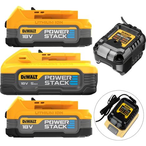 DeWalt 18v Powerstack Compact Batterys + Charger x1 DCBP518 5ah x2 DCBP034 1.7ah (1/5)
