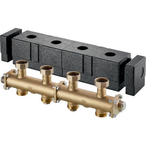 OVENTROP Modulverteiler für Regumat DN 25 mit Wärmedämmung, für 2 Heizkreise, Messing, 1351471 (1/5)