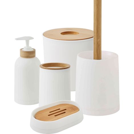 Set de salle de bain uni 5 pièces en bambou (1/5)