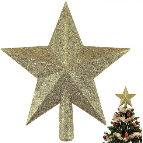 Étoile dorée pour sapin de Noël, décorations de fêtes (1/4)