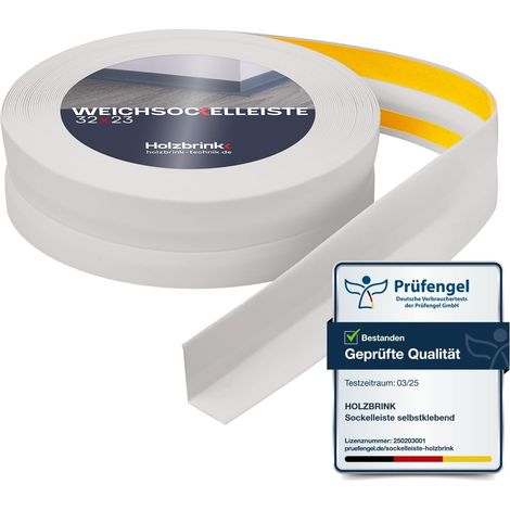 HOLZBRINK Weichsockelleiste selbstklebend PVC 32x23mm, 5 m Küchenleiste Arbeitsplatte Abschlussleiste selbstklebend für Badezimmer Farbe: Aschgrau