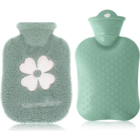 Bouillotte avec housse douce, anti-fuite, 500 ml, portable, moelleuse, petite bouteille d'eau chaude, cadeau pour hommes, femmes, adultes, jours d'hiver (1/5)