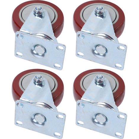 4 Roulettes pivotantes 360° avec plaque PU, roues universelles pour meubles et chariots de course, 10 cm, charge maximale 110 kg par roue (1/5)