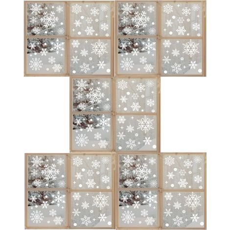 Autocollants fenêtre Noël réutilisables – 20 feuilles de flocons de neige variés (différentes tailles & formes) pour vitrines, murs et DIY (1/5)