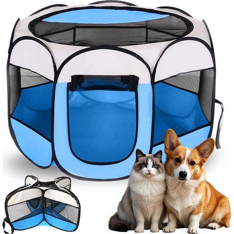 faltbares Laufgitter, 74 x 74 x 43 cm, Oxford-Gewebe, atmungsaktives Netzgewebe, für Hunde, Katzen und Kaninchen (1/5)