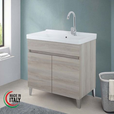 LAVATOIO 80X46,8XH81CM ROVERE GRIGIO (1/5)
