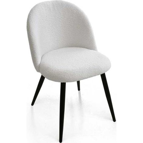 Set 4 poltrone imbottite in tessuto teddy bianco cm 48x50x79h