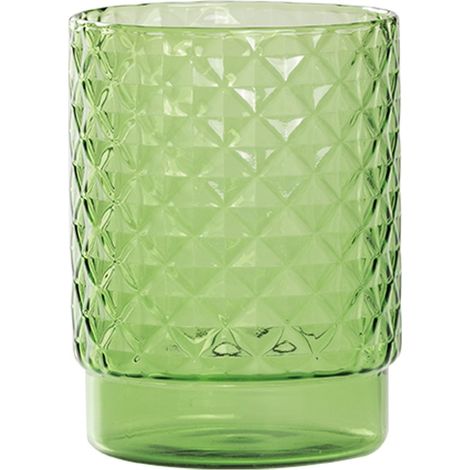 Isolano Lot De 4 Verres Tumbler Empilables En Verre Borosilicaté Soufflé À La Main Avec Effet Diamant Couleur Vert Pomme Pour Table Et Bar Moderne