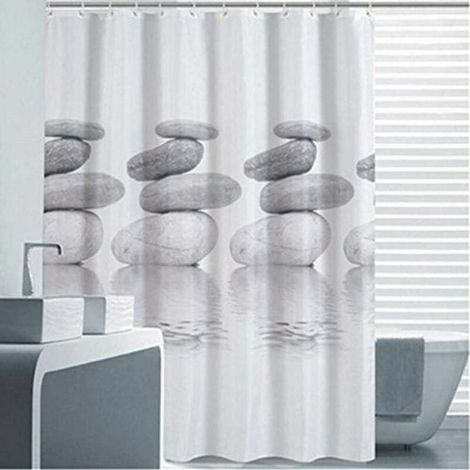 Mold-resistant, waterproof, washable, antibacterial shower curtain made of pebble grey polyester (180x180) (1/5)