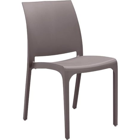 GLOUPIE Sedia Volga In Polipropilene Taupe,Dim.54x46x81Cm,Peso 3,5Kg,Per Interno/Esterno,Made In Italy,Sedie Impilabili (1/4)