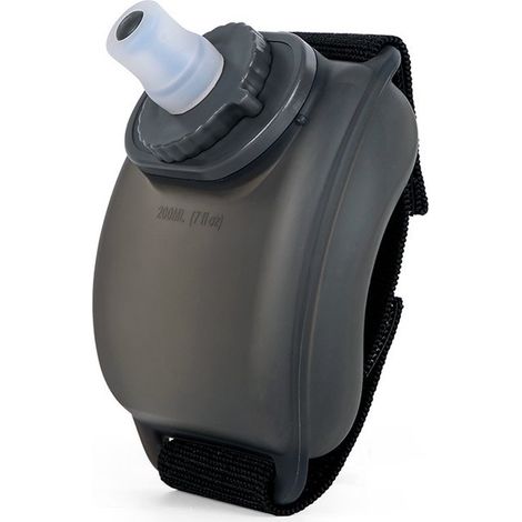 Gourde de poignet pour le sport - Transparente et noire - Silicone - Idéale pour la course à pied - Gourde pour adulte - Légère et étanche - 200 ml (1/5)