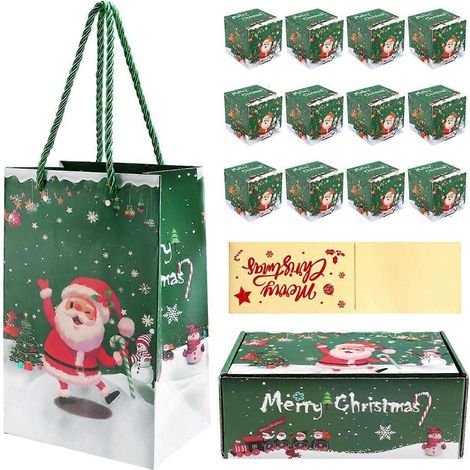 Coffret de tirelire de Noël pour billets et cadeaux (Vert, 12 pièces) (1/5)