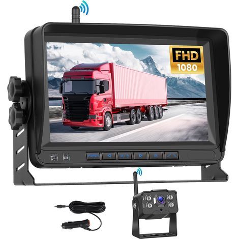 Caméra de recul sans fil 1080p, moniteur HD IPS 7 pouces, étanche IP68, vision nocturne, grand angle, assistance à la marche arrière, caméra de recul à image inversée pour camping-cars, caravanes, cam (1/5)