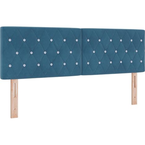 Tête de lit en velours bleu foncé réglable 144 x 7 x 88 cm - PANGIVO (1/5)