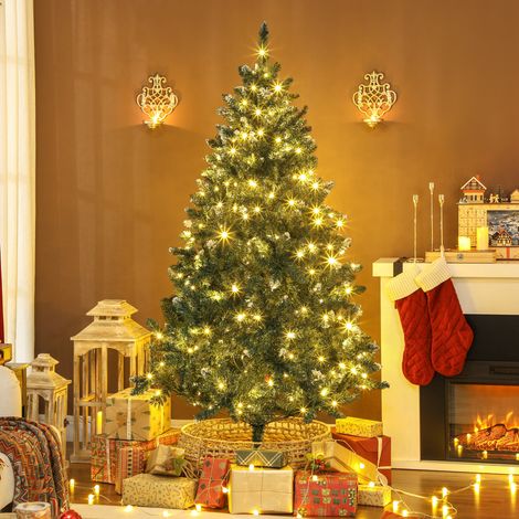 Árbol de Navidad de Abeto 180 cm con Luces LED 9 Modos de Iluminación 802 Ramas con Nieve Artificial Verde (1/5)