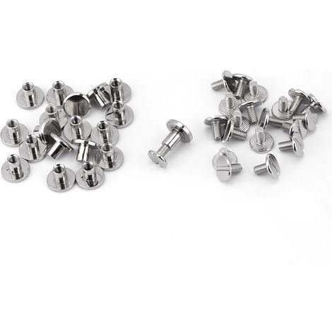 20 pièces écrous à tête plate en laiton vissés, rivets clous pour réparation et artisanat en cuir (8mm) (1/5)