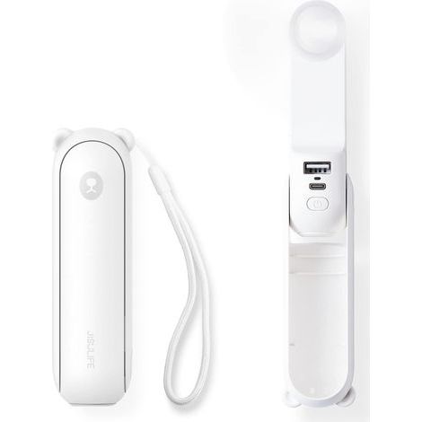 Mini Portable Handheld Fan 3 in 1 Rechargeable Battery Operated Fan with Power Bank-White (1/5)