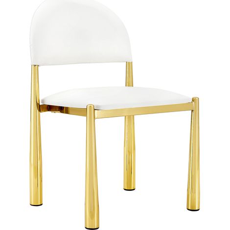 CHICFURN Lot de 2 chaises de salle à manger blanches en cuir régénéré, chaises de cuisine rembourrées avec dossier semi-circulaire et pieds en métal (1/5)