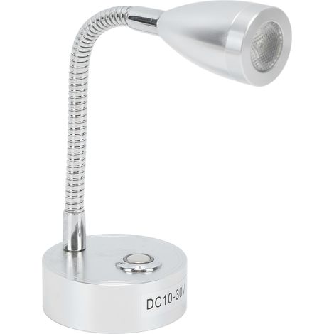 LED-Leselampe für Wohnmobile, 10-30 V, einstellbare Helligkeit, variable Farbtemperatur, silber, für Campervans, LKWs, Boote, Yachten, Nachttische. (1/5)