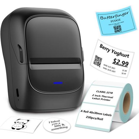 Stampante termica portatile per etichette 221B con Bluetooth, nera (1/5)