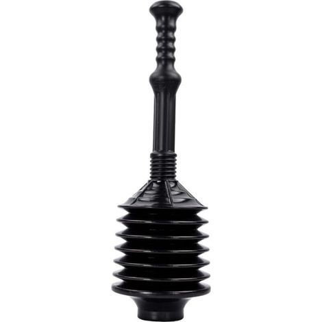 High-pressure plunger removes stubborn blockages in clogged toilets, Black, (1/4)