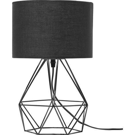 Lámpara de mesa pantalla negra jaula de alambre industrial negra Maroni