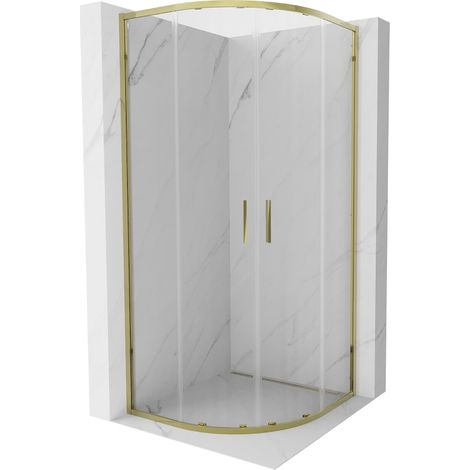 Mexen Exo cabine de douche demi-circulaire coulissante 90 x 90 cm, transparent, or - 8132-090-090-50-00 (1/5)