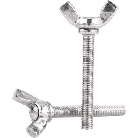 Confezione da 2 viti/bulloni a farfalla M5, elementi di fissaggio ecocompatibili per la costruzione di macchinari, colore argento (1/4)