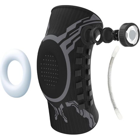 Genouillère réglable avec molette de serrage : compatible avec les joueurs de basketball, de tennis, de football et de badminton. Noire - Gauche (1/5)