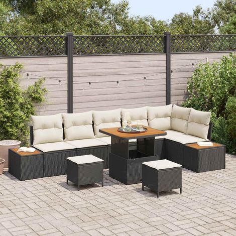 vidaXL Conjunto de sofás de jardín 9 uds. 8-Número de plazas (1/5)