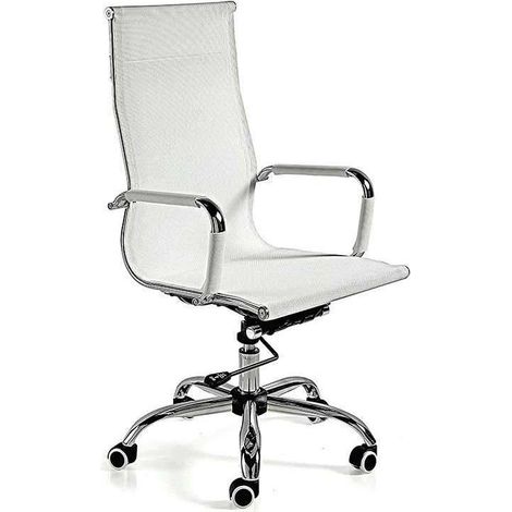 Silla despacho giratoria elevable acabado blanco, 60 cm(ancho) 108-115 cm(altura) 66cm(fondo) (1/2)