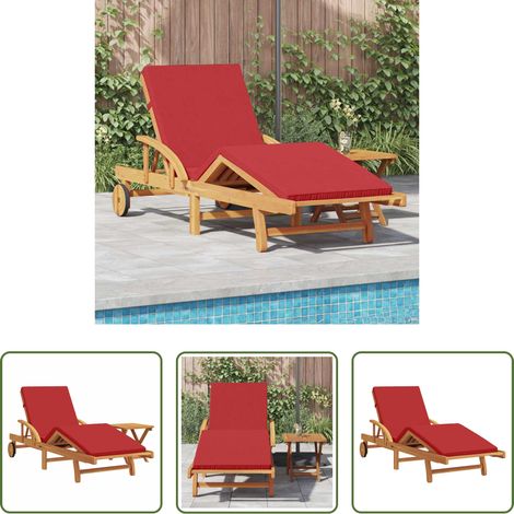Akazienholz - Sonnenliege 2 pcs Rot Massivholz Akazie (1/5)