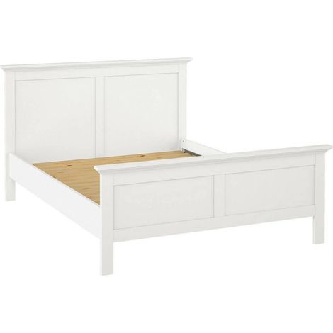 Dmora - Letto piazza e mezza Hermine, Sommier per camera da letto, Giroletto per stanza, Struttura porta materasso, 213x172 h110 cm, Bianco
