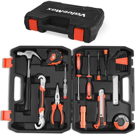Home Repair Tool Box, General Household Tool Kit with Plastic Storage Box, Ideal for Home or Work Use, 30 Pieces (1/4)