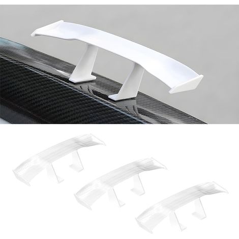 3PCS Mini Aileron de Voiture, Multifonctionnel Aile de Queue de Voiture, Universel Mini Aile de Becquet, sans Perforation Texture en Fibre de Carbone pour la Décoration(Blanc) (1/5)