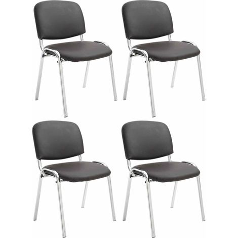 Set de 4 sillas Ken Cromadas en polipiel Marrón