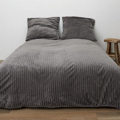 Parure de Lit 3 Pièces "Douceur" 240x220cm Gris (1/5)