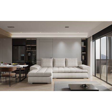 Kaiser Möbel Elegantes und modernes Ecksofa TOMI Abriamo Ecru Links (1/4)