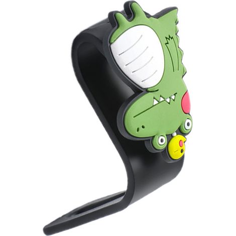 Grüner Dino-Kopfstützen-Taschenhalter fürs Auto, Organizer-Haken für die Rückbank zur Befestigung von Mänteln, Regenschirmen, Handtaschen, Einkäufen und Tablets (1/5)