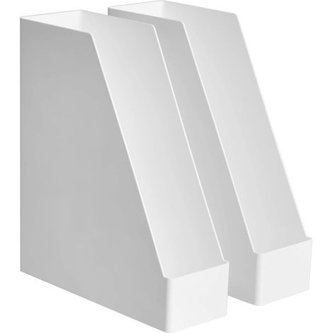 HOXILEELEO - Organiseur rectangulaire en plastique - Porte-revues, blanc, lot de 2 (1/4)