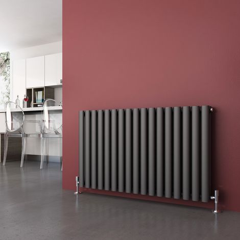 ELEGANT Horizontal Column Designer Radiator Anthracite Double Oval Panel 600 x 1003 mm (1/5)