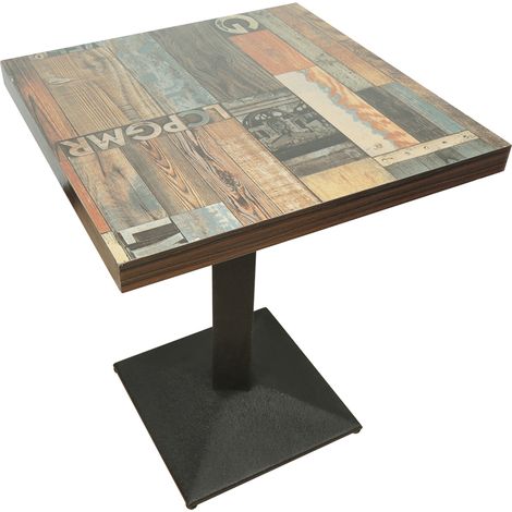 Table Carrée Style Industriel Métal et Bois Style 3 (1/4)