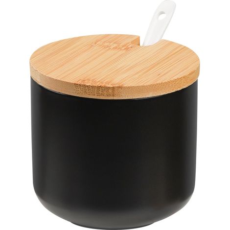 Pot à épices en céramique avec cuillère et couvercle — conception durable, hermétique et compacte pour le sel, le sucre et les épices. (1/5)