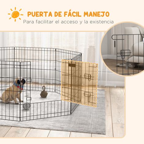 Parc pour chien 8 panneaux 61x61 cm, cage en métal avec porte et double verrouillage, noir (1/4)